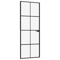Produktbild för Innerdörr 76x201,5 cm härdat glas och aluminium slim