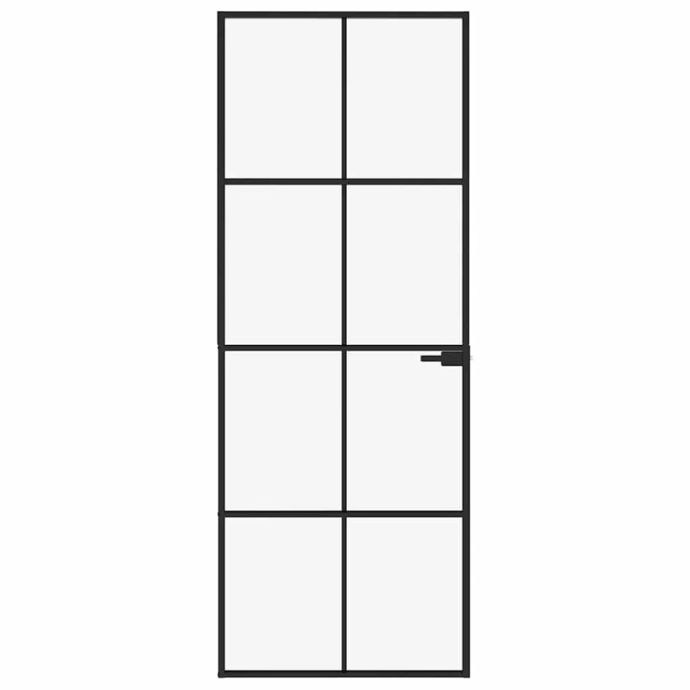 Produktbild för Innerdörr 76x201,5 cm härdat glas och aluminium slim