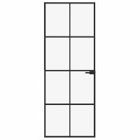 Produktbild för Innerdörr 76x201,5 cm härdat glas och aluminium slim