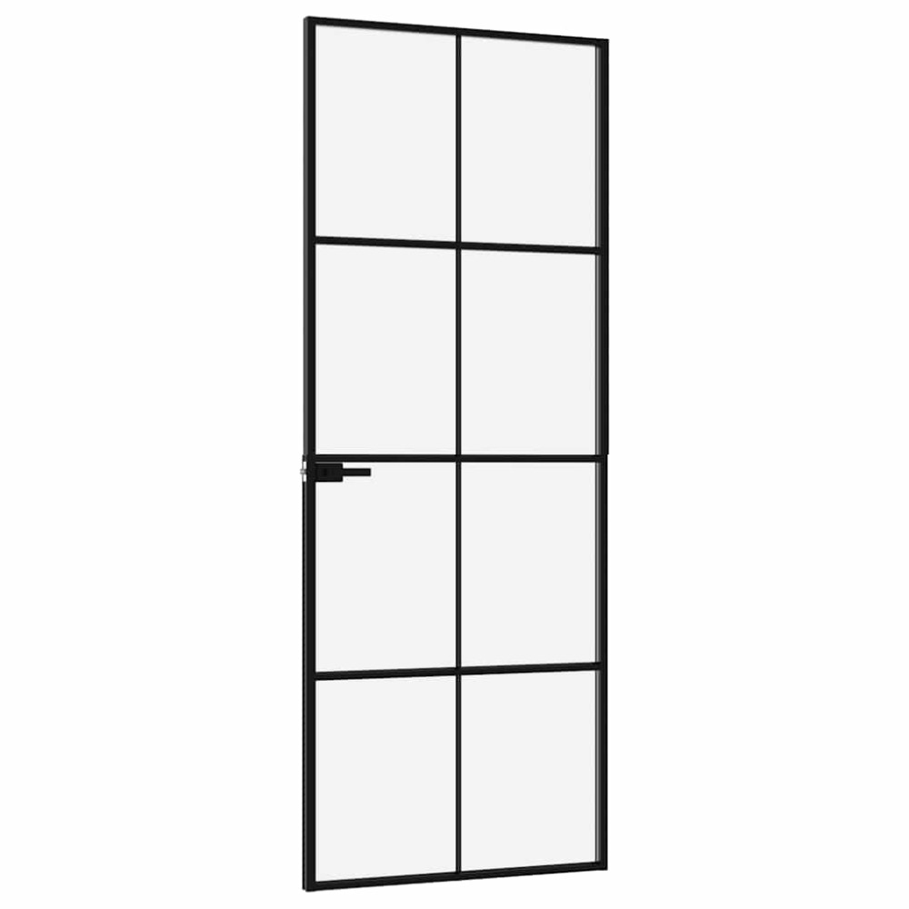Produktbild för Innerdörr 76x201,5 cm härdat glas och aluminium slim