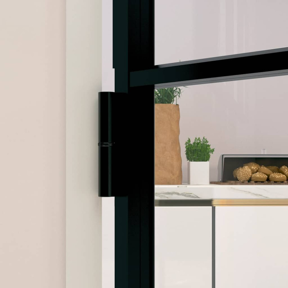 Produktbild för Innerdörr 76x201,5 cm härdat glas och aluminium slim