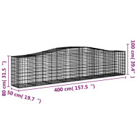 Produktbild för Gabioner bågformade 5 st 400x50x80/100 cm galvaniserat järn