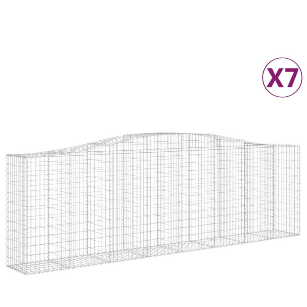 Produktbild för Gabioner bågformade 7 st 400x50x120/140 cm galvaniserat järn