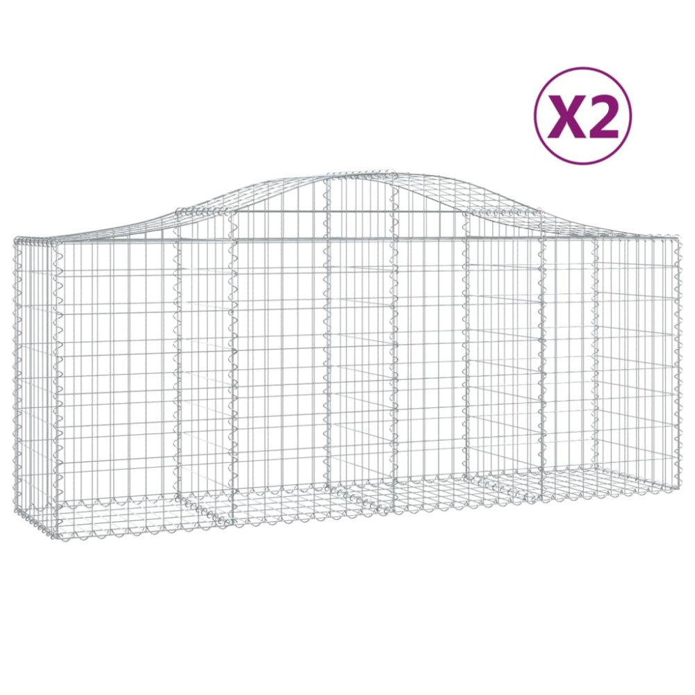 Produktbild för Gabioner bågformade 2 st 200x50x80/100 cm galvaniserat järn