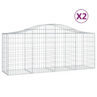 Produktbild för Gabioner bågformade 2 st 200x50x80/100 cm galvaniserat järn