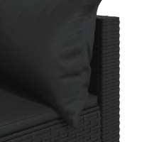 Miniatyr av produktbild för Trädgårdssoffa hörnsektion med dynor svart konstrotting