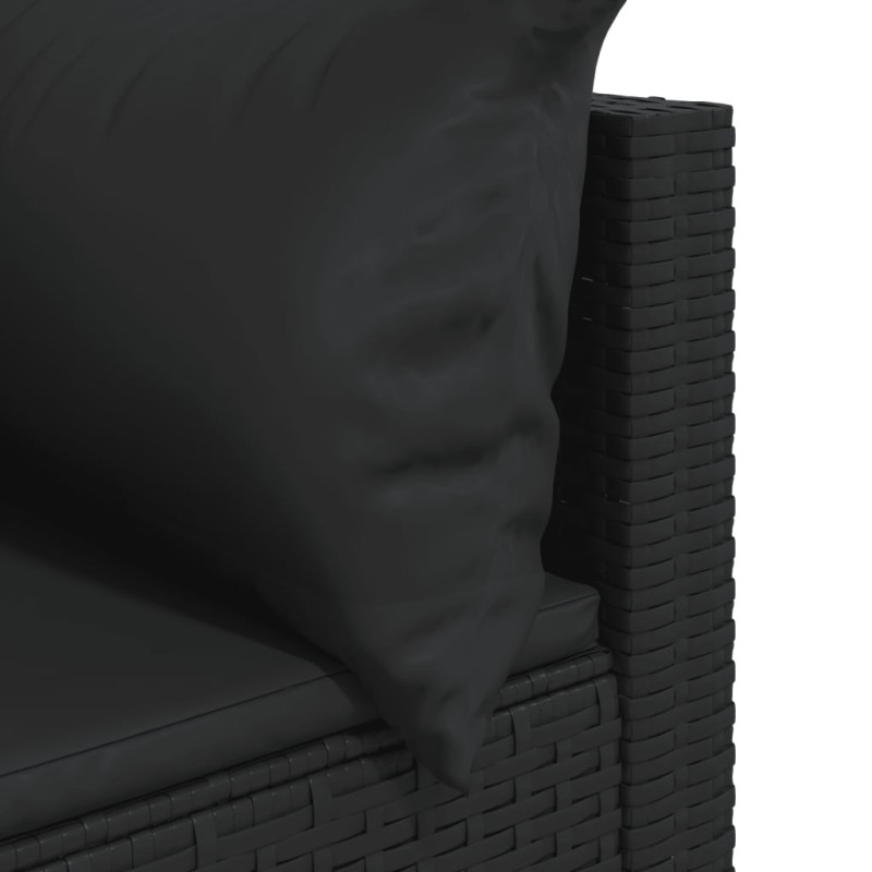 Produktbild för Trädgårdssoffa hörnsektion med dynor svart konstrotting