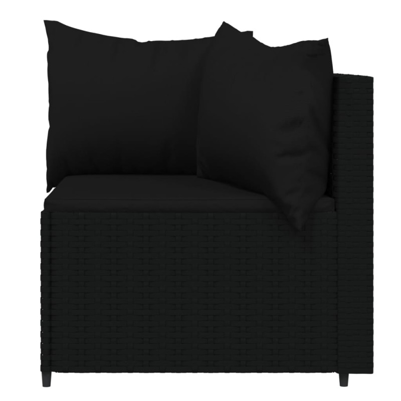 Produktbild för Loungegrupp för trädgården med dynor 3 delar svart konstrotting