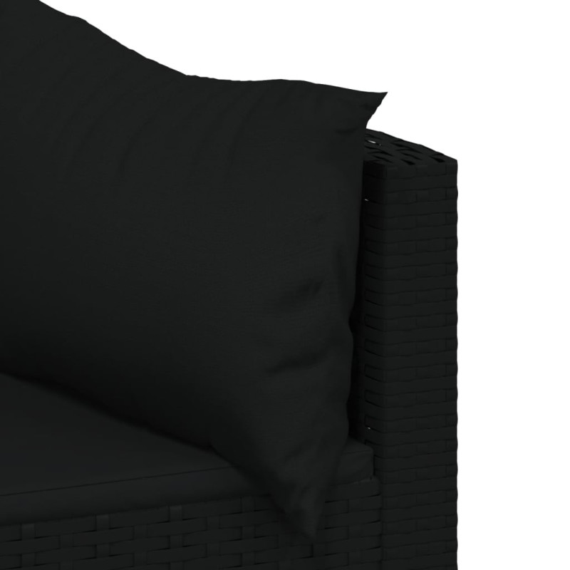 Produktbild för Loungegrupp för trädgården med dynor 3 delar svart konstrotting