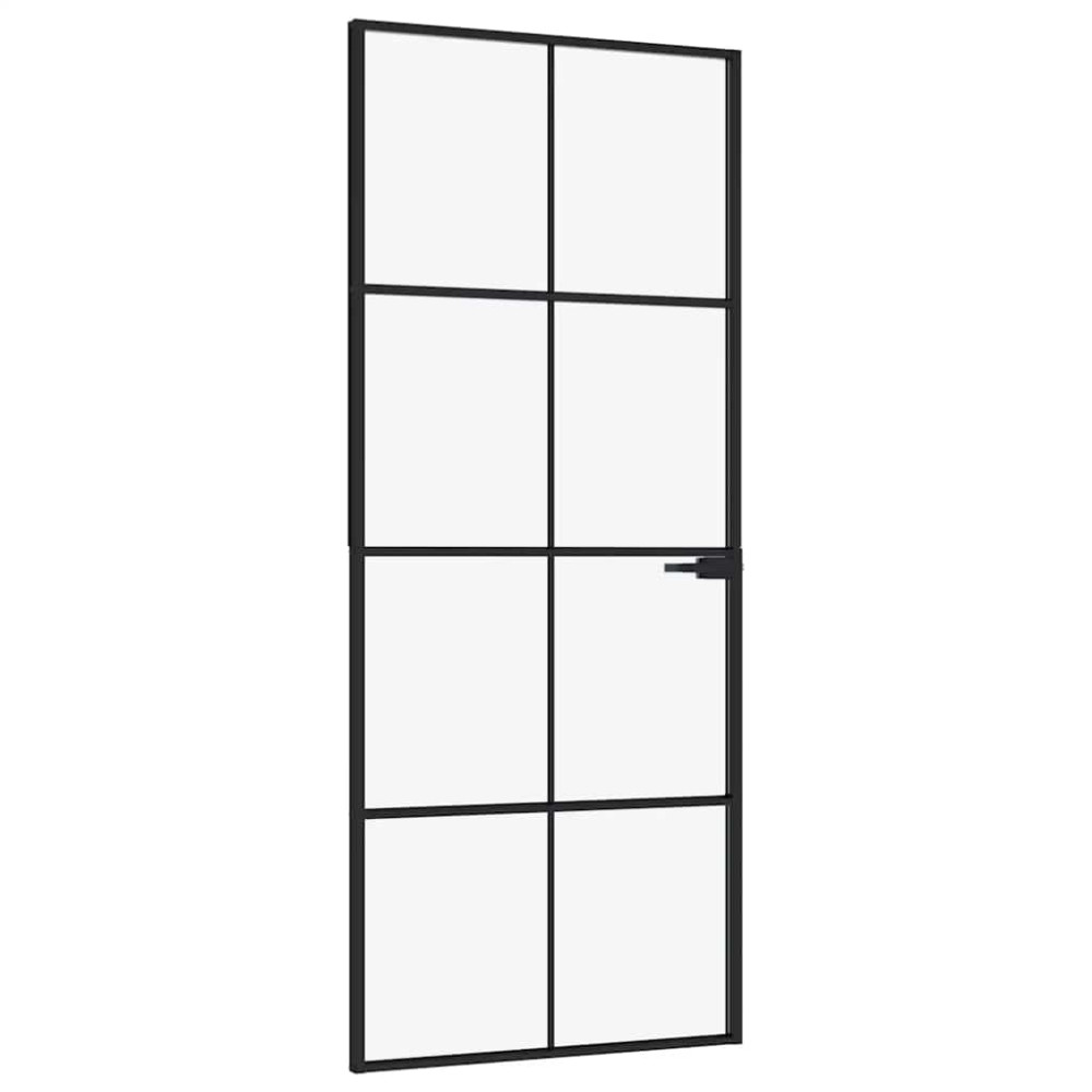 Produktbild för Innerdörr 83x201,5 cm härdat glas och aluminium slim