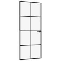 Produktbild för Innerdörr 83x201,5 cm härdat glas och aluminium slim