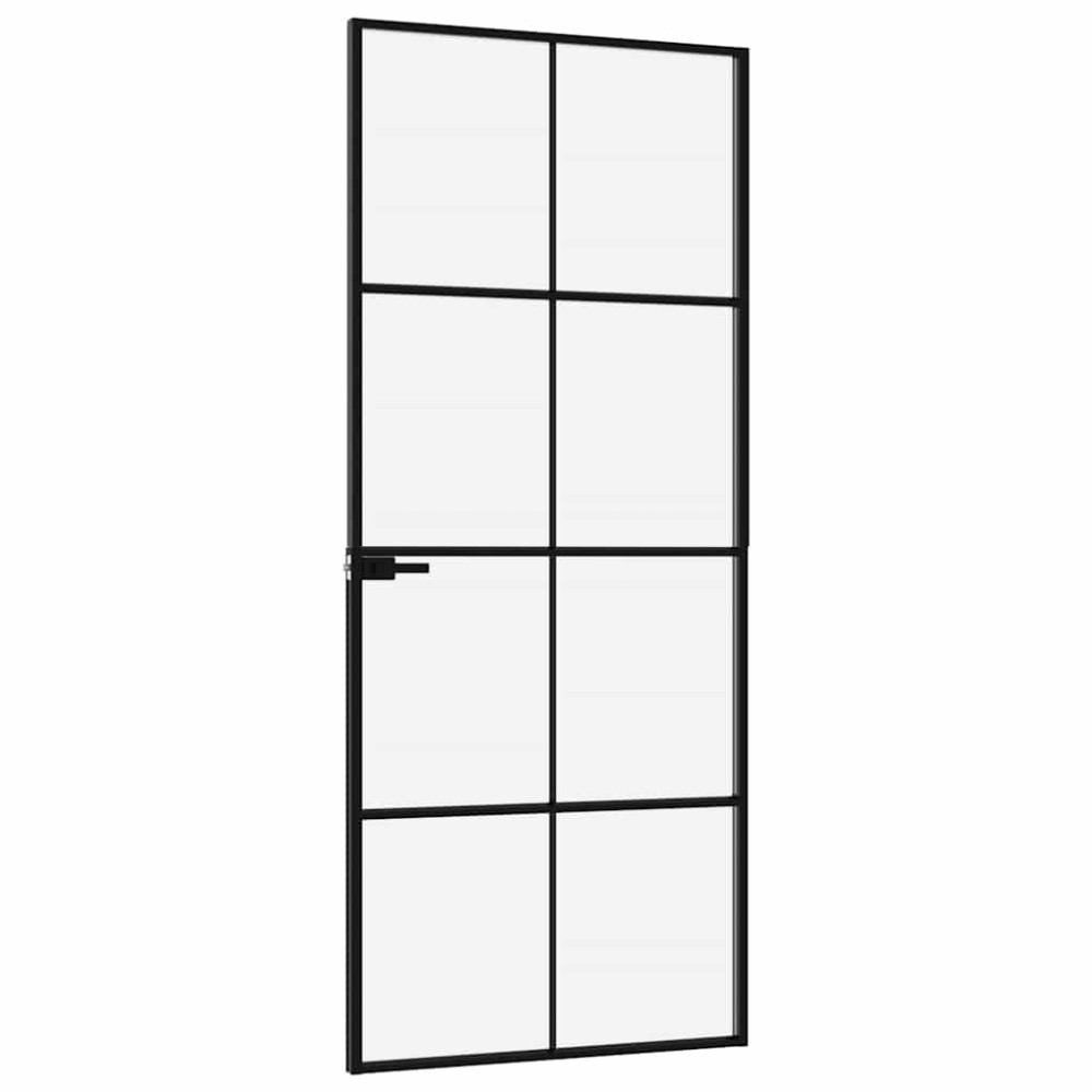 Produktbild för Innerdörr 83x201,5 cm härdat glas och aluminium slim