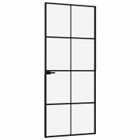 Produktbild för Innerdörr 83x201,5 cm härdat glas och aluminium slim