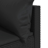 Miniatyr av produktbild för Trädgårdssoffa hörnsektion med dynor 2 st svart konstrotting