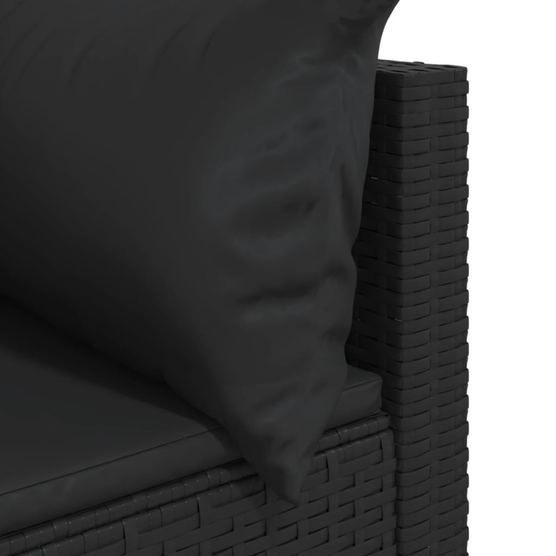 Produktbild för Trädgårdssoffa hörnsektion med dynor 2 st svart konstrotting