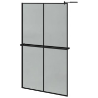 Produktbild för Duschvägg med hylla svart 118x190 cm ESG-glas&aluminium