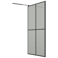 Produktbild för Duschvägg med hylla svart 118x190 cm ESG-glas&aluminium