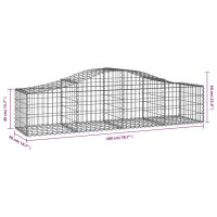 Produktbild för Gabioner bågformade 3 st 200x50x40/60 cm galvaniserat järn