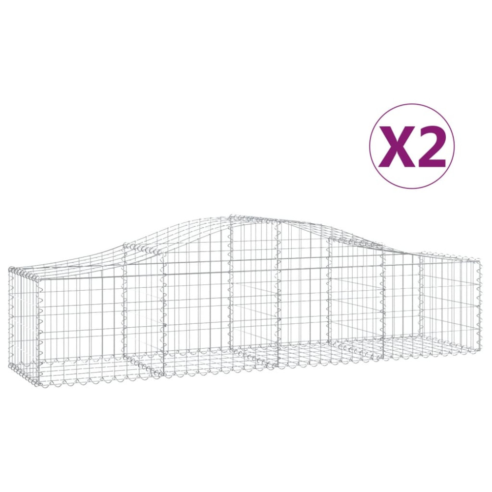 Produktbild för Gabioner bågformade 2 st 200x50x40/60 cm galvaniserat järn