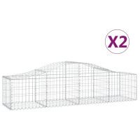 Produktbild för Gabioner bågformade 2 st 200x50x40/60 cm galvaniserat järn