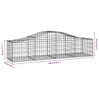 Produktbild för Gabioner bågformade 2 st 200x50x40/60 cm galvaniserat järn
