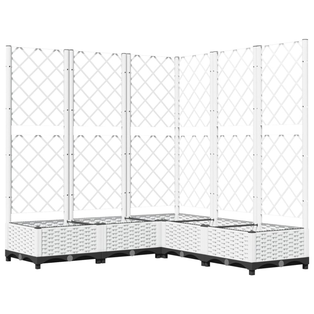 Produktbild för Odlingslåda med spaljé vit 120x120x121,5 cm PP