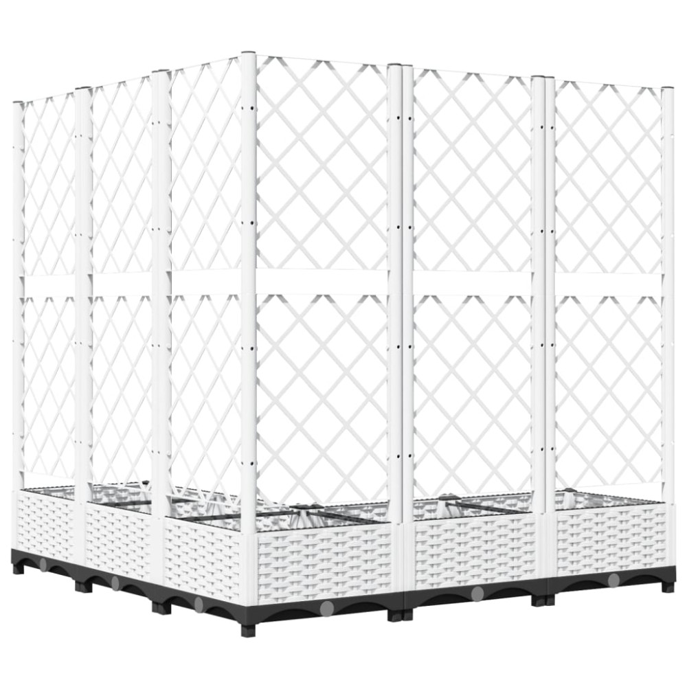 Produktbild för Odlingslåda med spaljé vit 120x120x121,5 cm PP