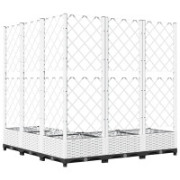 Produktbild för Odlingslåda med spaljé vit 120x120x121,5 cm PP