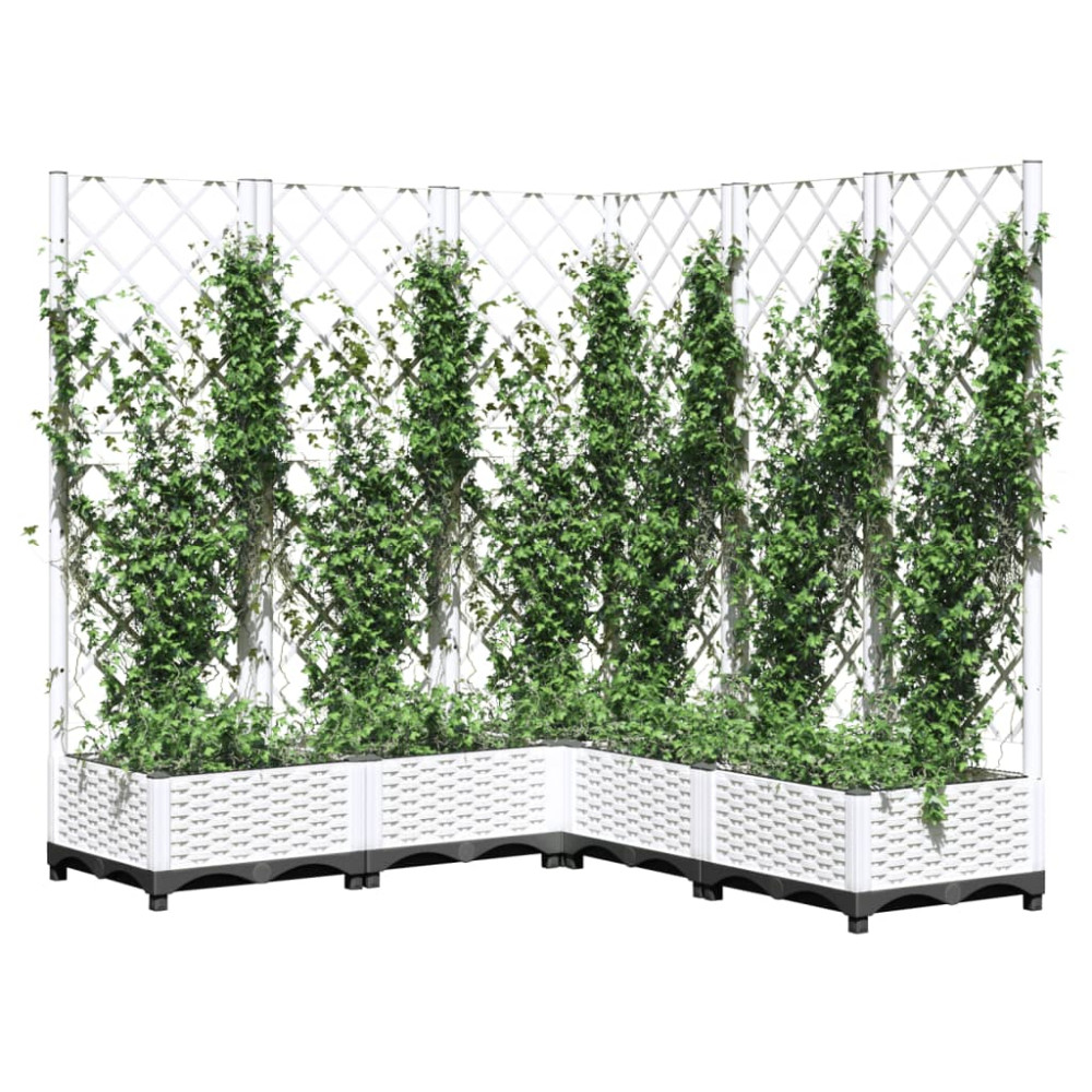Produktbild för Odlingslåda med spaljé vit 120x120x121,5 cm PP