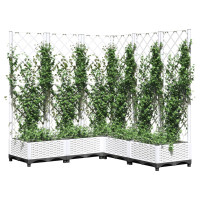 Produktbild för Odlingslåda med spaljé vit 120x120x121,5 cm PP