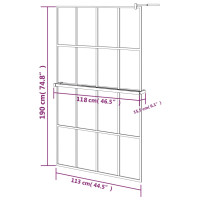 Produktbild för Duschvägg med hylla svart 118x190 cm ESG-glas&aluminium