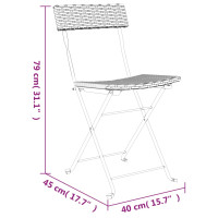 Produktbild för Hopfällbara caféstolar 4 st grå konstrotting och stål