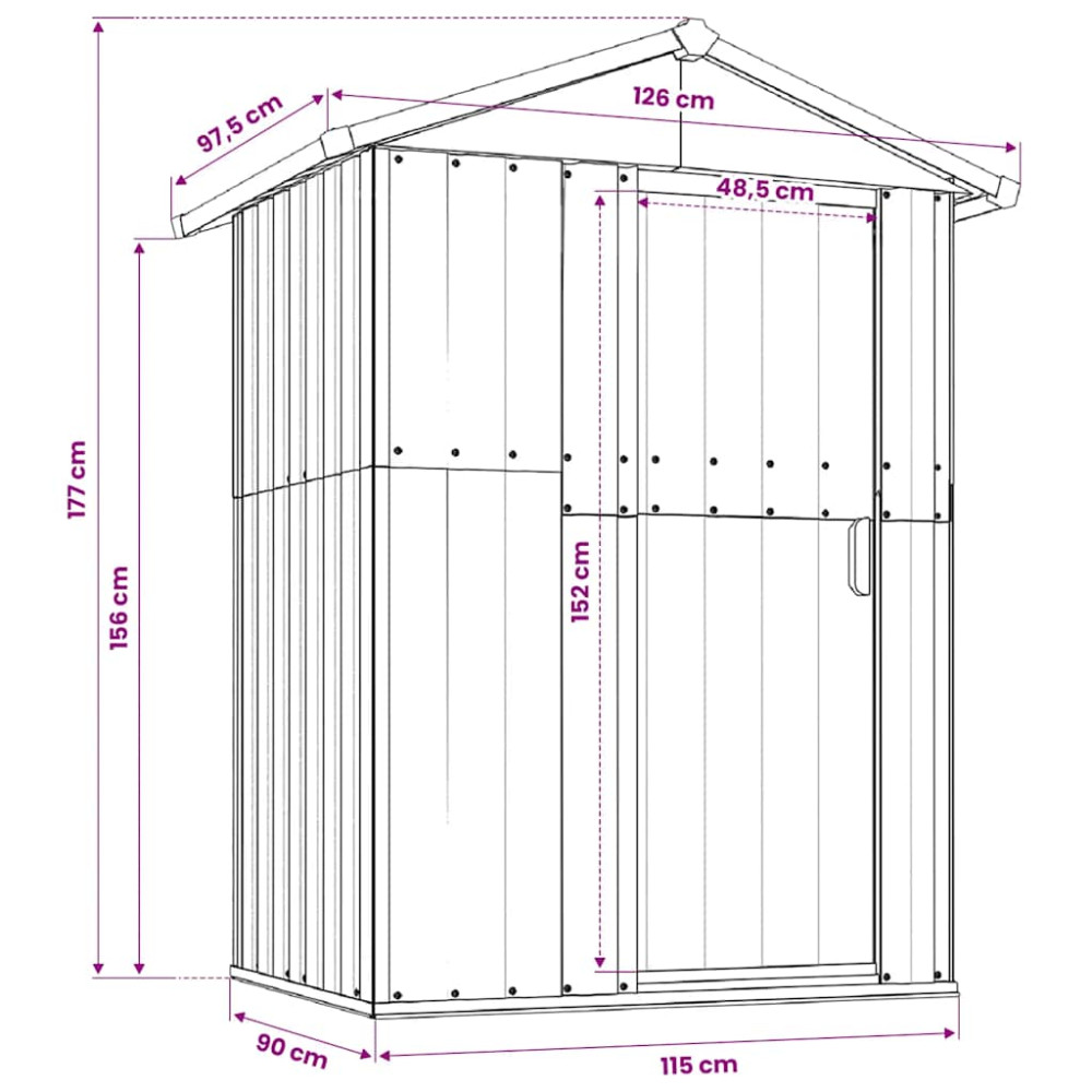 Produktbild för Trädgårdsskjul antracit 126x97,5x177 cm galvaniserat stål