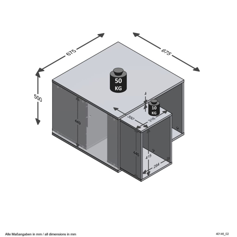 Produktbild för FMD Soffbord med 2 sidobord 67,5x67,5x50 cm vit och betong