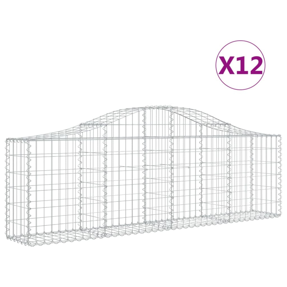 Produktbild för Gabioner bågformade 12 st 200x30x60/80 cm galvaniserat järn