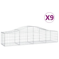 Produktbild för Gabioner bågformade 9 st 200x50x40/60 cm galvaniserat järn