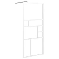 Produktbild för Duschvägg med hylla vit 90x195 cm ESG-glas&aluminium