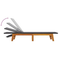 Produktbild för Solsäng med bord konstrotting och massivt akaciaträ