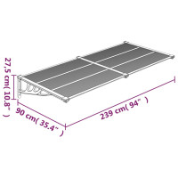 Produktbild för Entrétak svart 239x90 cm polykarbonat