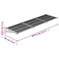 Produktbild för Entrétak grå och transparent 297,5x90 cm polykarbonat