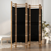 Produktbild för Rumsavdelare 5 paneler hopfällbar 200 cm bambu och kanvas