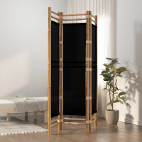 Produktbild för Rumsavdelare 3 paneler hopfällbar 120 cm bambu och kanvas