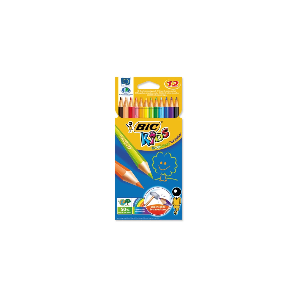 Produktbild för Farveblyanter, BIC Kids Evolution, assorterede, pakke a 12 s...