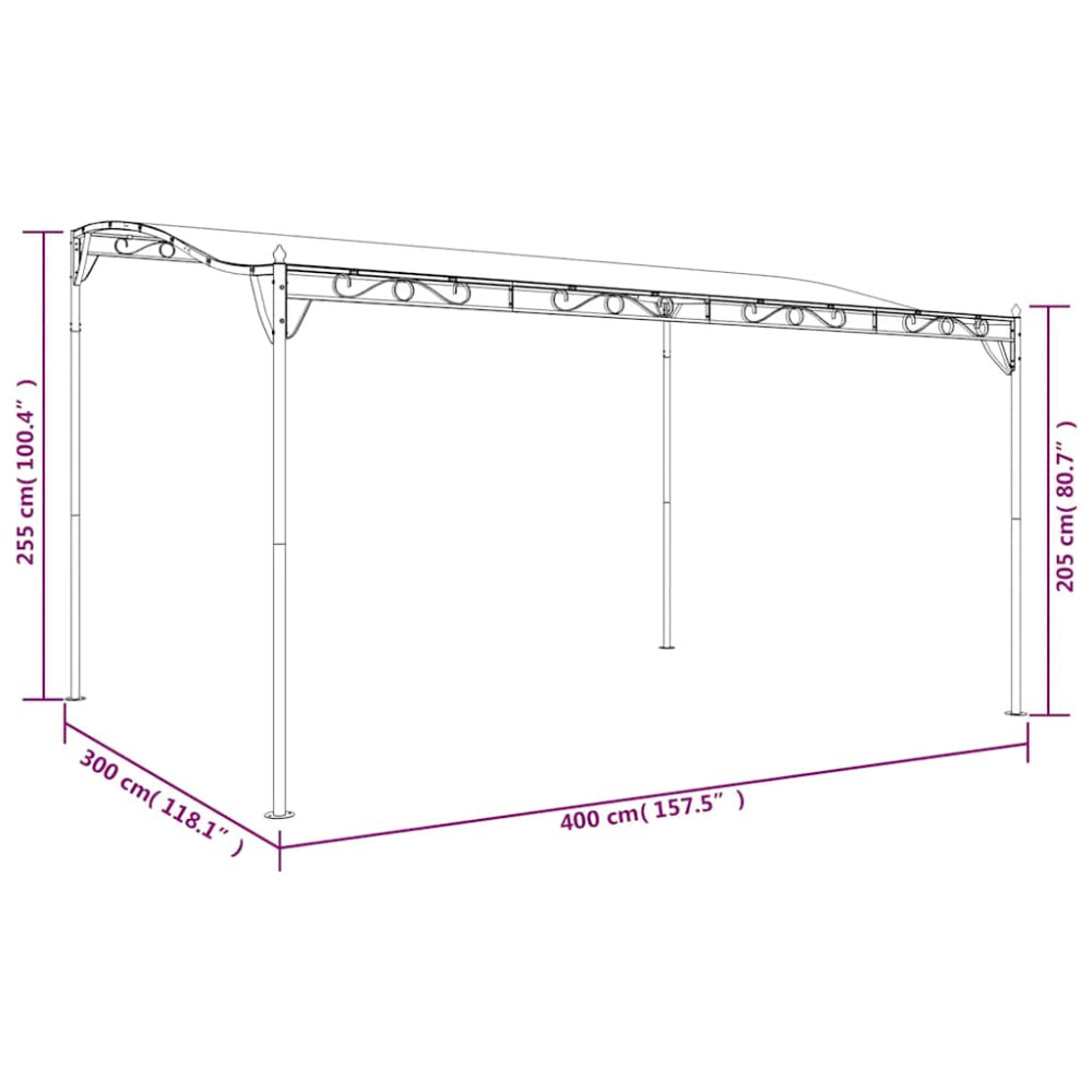 Produktbild för Paviljong antracit 4x3 m 180 g/m² tyg och stål