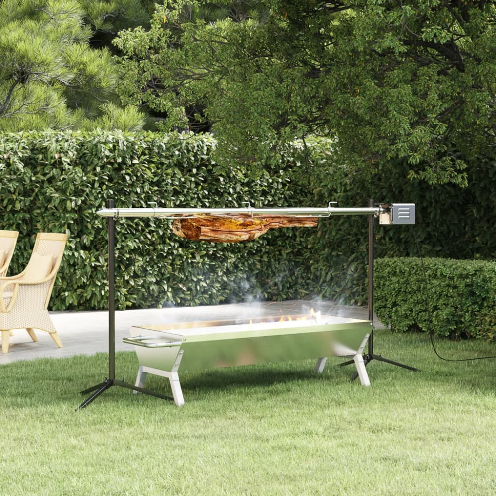 Produktbild för Grillbricka silver 118x42x30,5 cm rostfritt stål