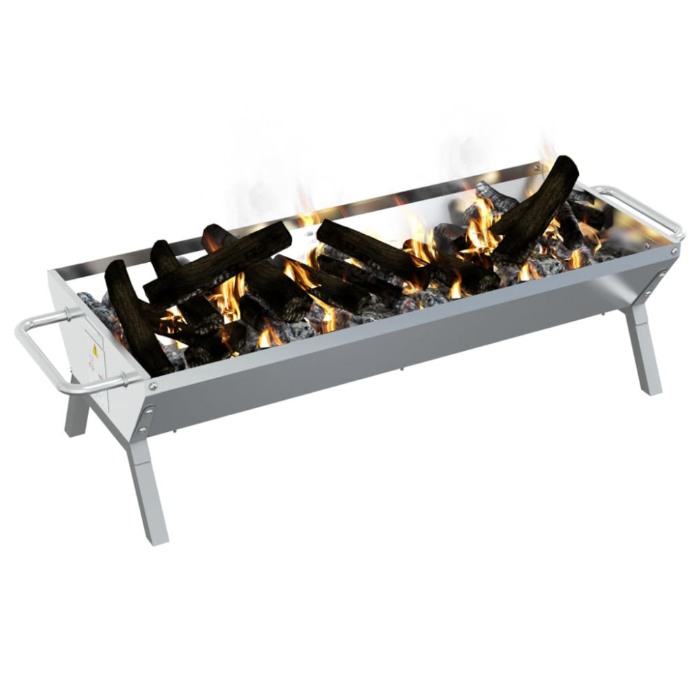Produktbild för Grillbricka silver 118x42x30,5 cm rostfritt stål