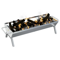 Produktbild för Grillbricka silver 118x42x30,5 cm rostfritt stål