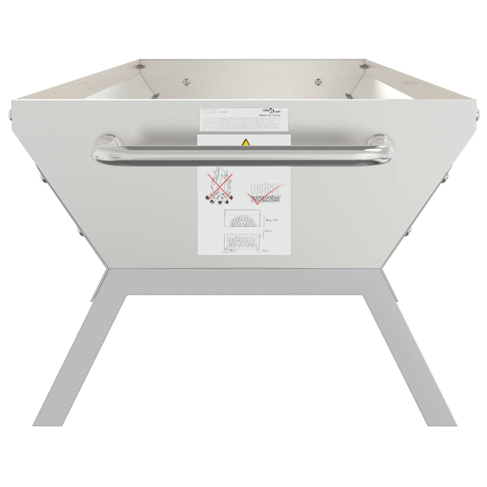 Produktbild för Grillbricka silver 118x42x30,5 cm rostfritt stål