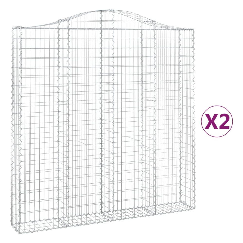 Produktbild för Gabioner bågformade 2 st 200x30x200/220 cm galvaniserat järn