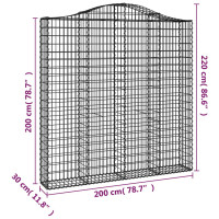 Produktbild för Gabioner bågformade 2 st 200x30x200/220 cm galvaniserat järn